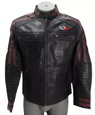 Luca Designs Men's US XL Mark Meer Signed Mass Effect N7 Shepard Leather Jacket • $445.50