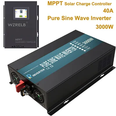 12V Inverter Pure Sine Wave 3000W Power MPPT Charge Controller 40A Solar Home RV • $456