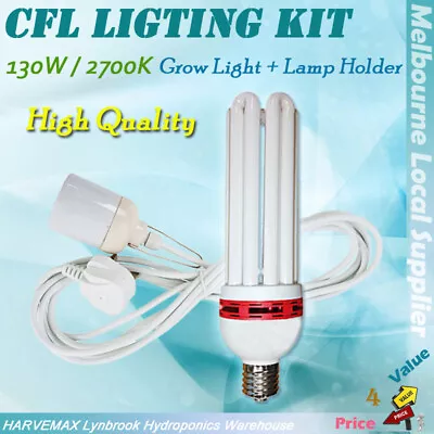 Hydroponics CFL 130W 2700K Energy Saving Bulb E39/E40 Lamp Holder Grow Light Kit • $53