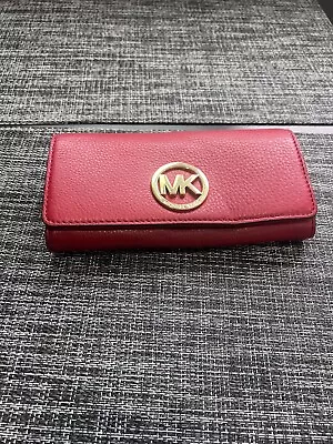 NEW 100% Authentic Michael Kors Fulton Flap Continental Wallet (Watermelon) • $40