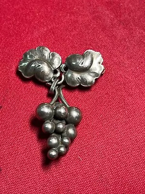 Vintage Georg Jensen 217 Denmark Sterling Silver Grape Vine Pin Brooch • $75