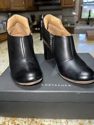 A DETACHER Ankle Boots Booties Block Heel Women's Sz 10 Black EUC W/box • $85