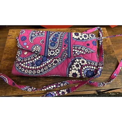 NWOT Vera Bradley Boysenberry Strap Wallet Purple Blue Paisley Retired Pattern  • $21.99