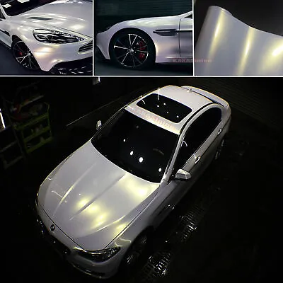 Whole Car Wrap Glossy White To Gold Pearl Chameleon Vinyl Sticker 50FT X 5FT US • $267.29