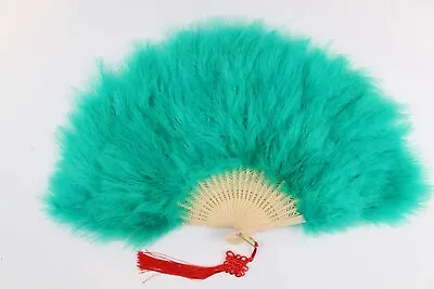 Light Turquoise Large Turkey Marabou Feather Fan 21 X12  For Dancing Wedding • $12.99