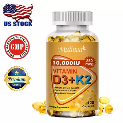 Vitamin K2 (MK7) With D3 10000 IU Supplement Immune Health Bone & Heart Health • $11.59