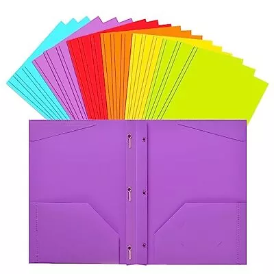 Heavy Duty Plastic Folders With Pockets And Prongs - 18 Pack 3 Prong Folders ... • $30.85