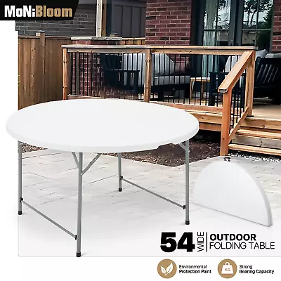 White [4.5 FT ROUND FOLDING TABLE] Outdoor Camping Barbeque Picnic Desk W/Handle • $112.99