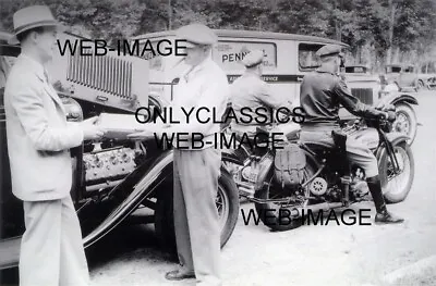 1932 Harley Davidson Motorcycle Police-pennzoil Truck Ford Flathead 12x18 Photo • $18.66