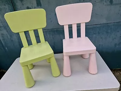 2 X IKEA Mammut Kids Chairs Green And Pink • £10