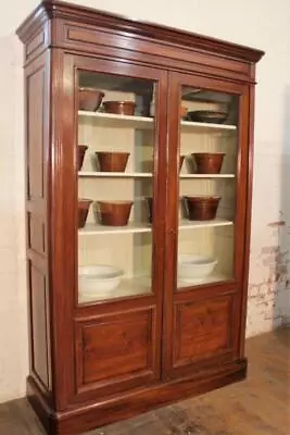 £1450 • Buy Old French Mahogany Shop Display Cabinet Linen Press Kitchen Cabinet