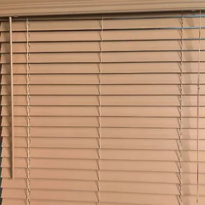 2  Faux Wood Window  Blinds 37W X 64L Woodtone Plantation Style CLOSE-OUT • $21