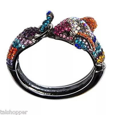 New $95 Meghan Fabulous La Rhinestone Elephant Bangle Bracelet Fashion Jewelry • $33