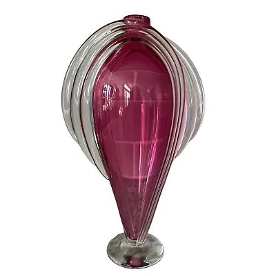 Vintage 9.5” Thomas Buechner Pink Vitrix Hot Glass Studios Vase Signed - 1987 • $150