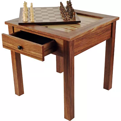 Wood 3 In 1 Chess Backgammon Table 19 X 19 Inches With Drawer • $129.99