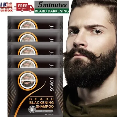 5/10 Sevich Men Black Beard Hair Color Dye Shampoo Permanent Mustache Darkening • $8.65