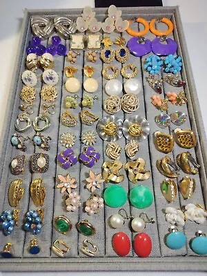 Vintage Lot 46 Pairs Unsigned Clip-on  Screw-back Earrings All Wearable  • $75