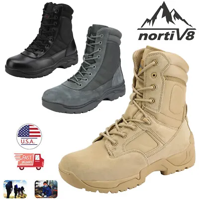 Men's Tactical Boots Army Military Leather Motorcycle Combat Hiking Work Shoes • $62.99