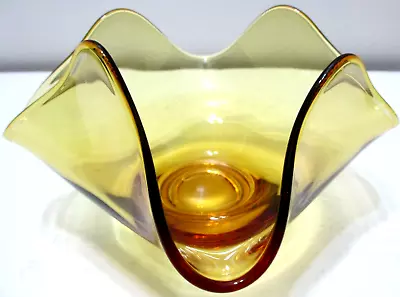 Vintage Viking Glass Bonbon Candy Dish Bowl Epic Square Handkerchief Amber • $23.24