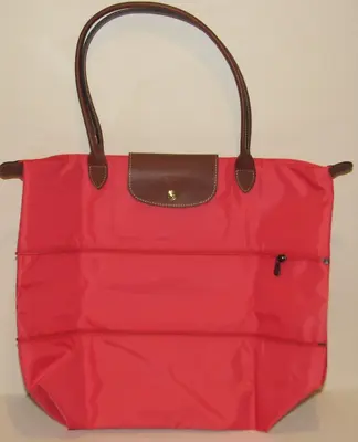 Longchamp Le Pliage Expandable Tote Bag POMEGRANATE Coral Pink Travel Purse NEW • $209.90