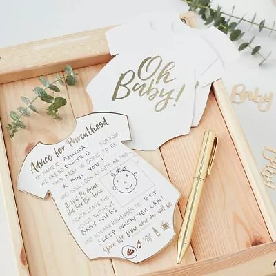 £6.95 • Buy OH BABY Shower ADVICE CARDS Boy Girl Gold Foiled Classy Christening Party Game