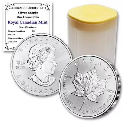 Canada Lot Of 10 2023 1oz Silver Maple Leafs Brilliant Uncirculated Tube CoA • $324.20