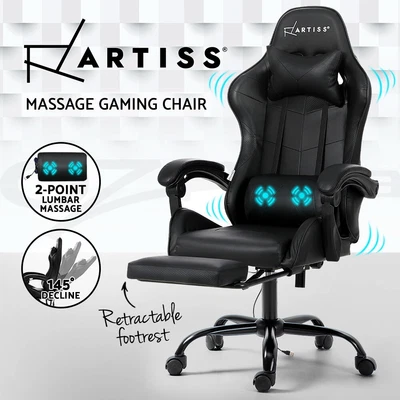 $142.45 • Buy Artiss Gaming Chairs Massage Racing Recliner Leather Office Chair Footrest Black