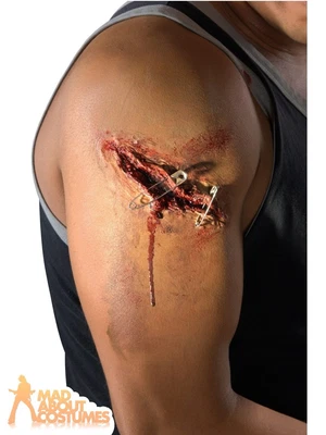 Safety Pin Slash Theatrical Make Up Latex Zombie Prosthetic Wound Halloween  • £7.99