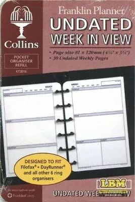 Collins Pocket Size Undated Week In View Diary Insert Organiser Refill KT3016 • £2.99