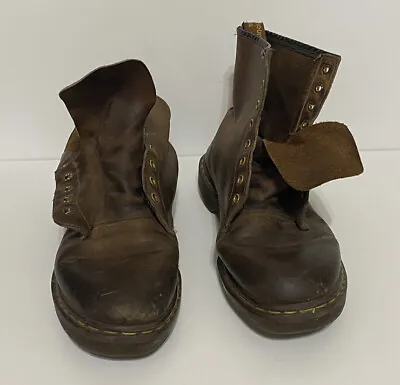 Vintage Dr. Doc Martens 1460 Crazy Horse Boots US Size 13 Brown Made In England • $79.99