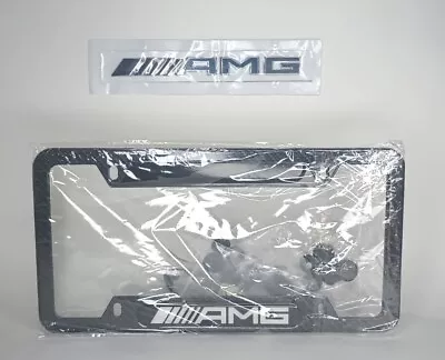 Mercedes-Benz AMG 3D Carbon Fiber Look License Plate Frame W/AMG Nameplate  • $25