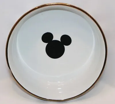 Mickey Mouse Dog Dish Striped Black And White Porcelain Disney Chip Bowl • $24