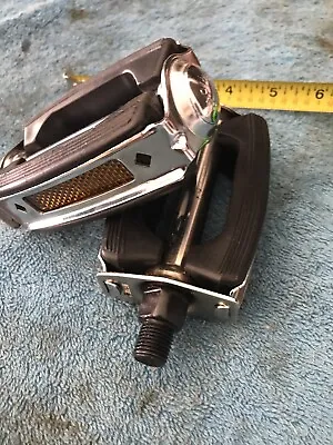 Classic Bow Rubber Block Bicycle Cruiser Vintage-style Pedals 1/2  BLACK/SILVER • $30