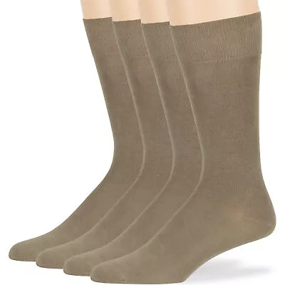 Men Bamboo 4 Pack Big &Tall Thin Soft Antibacterial Socks X Large 13-15 Khaki • $20.49