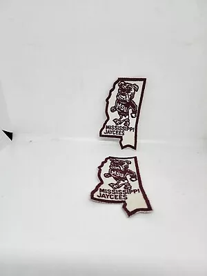 Vintage Mississippi State Bulldogs Bully Mascot And  Jaycees Set Of Two Patches • $30