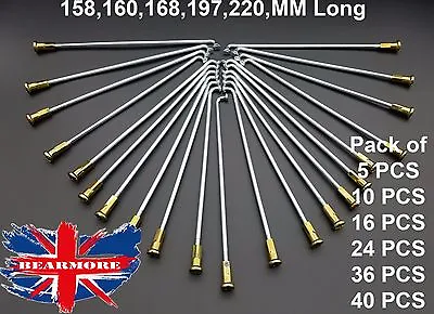 £14.47 • Buy Motorcycle Wheel Spokes And Nipples Polished Steel Diameter Bend 90° MANY SIZE 