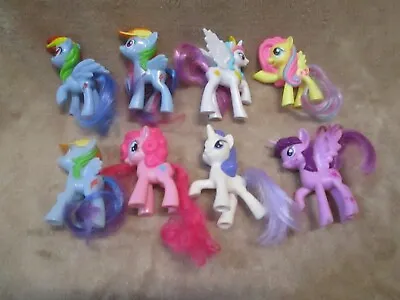 Lot Of 8 My Little Pony Figures Cake Toppers 3  Rarity Pinkie Pie Celestia • $8.99