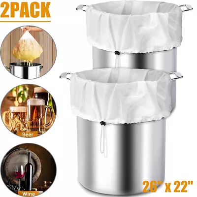 2 X Drawstring Brew Bag Extra Large Fine Mesh Strainer Bag For Home Brewing Beer • $13.73