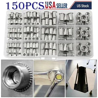 150Pcs RIVET NUT Flat Head Threaded Insert Stainless Steel Nutsert Set Kit • $18.99