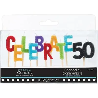 Celebrate 50th  Birthday Or Anniversary Cake Topper CandlesParty Decorations New • £4.10