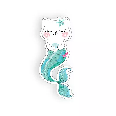 Cat Mermaid Sticker Kitty Kitten Swim Laptop Cup Car Vehicle Window Bumper Decal • $2.95