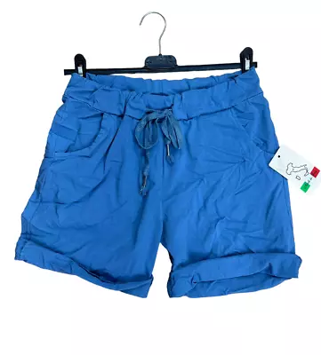 Women Ladies Magic Shorts Front Pockets Italian Hot Pants Summer Turn Up Crop • £12.99