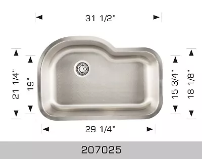 Bosco 207025 31 1/2  18 Gauge  Single Bowl Kitchen Sink 304 Stainless Steel • $55