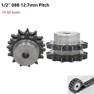 1/2  08B-2 12.7mm Pitch Duplex Chain Sprocket 10-60 Tooth For 08B-2 #40-2 Chain • $264.09