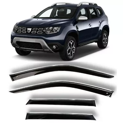 Window Visors Deflectors Black With Chrome Strip For Dacia Duster 2017- • $129