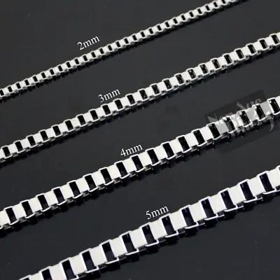 Stainless Steel Square Box Chain Classic Necklace Men Women 18 -24  • $7.85