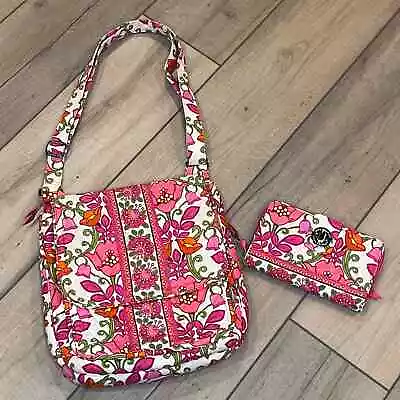 VERA BRADLEY Mailbag Crossbody Purse & Turn Key Lock Wallet - Lilli Bell Pink -  • $38