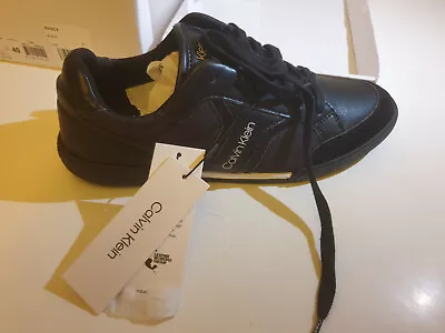 Calvin Klein Mens Low Top Lace Up Mix Black Designer Shoes | CK | New With Tags • £39