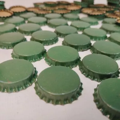 Green Bottle Caps Vintage Cork Bottom Lot (98) • $12.99