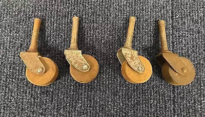 Lot Of (4) Vintage Metal Steel Wood Caster Wheels • $20